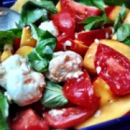 Nectarine, Tomato and Basil Salad with Torn Mozzarella